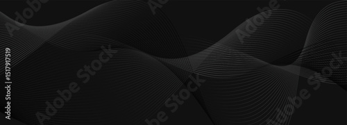 Elegant Monochrome Waves: Abstract Black Line Art Background with Smooth Curves and Subtle Gradients for Sophisticated Design Projects and Minimalist Aesthetics