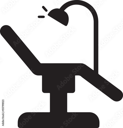 Silhouette vector of dental chair with light icon, perfect for dental clinic, treatment, and healthcare designs.