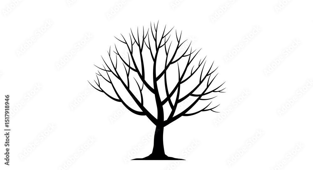 Obraz premium Winter's Embrace: A Minimalist Ink Tree