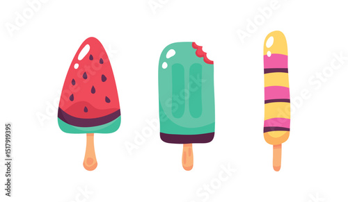 Set tasty ice cream collection