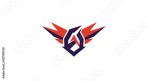 Abstract Logo Design Featuring Angular Shapes and a Central Arrow on White