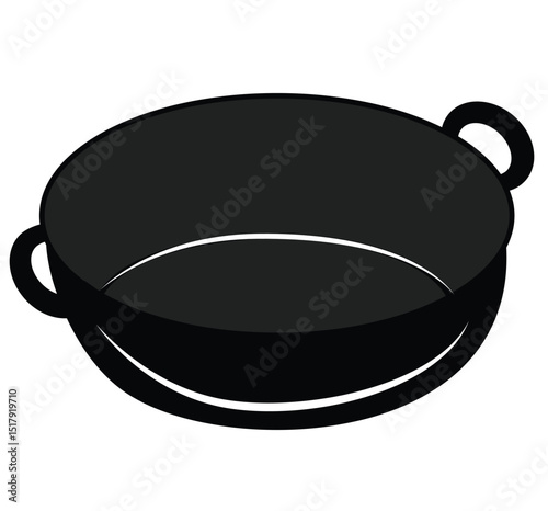 Cute cartoon hand drawn vector saute pan silhouette.