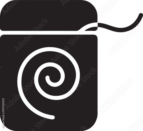 Silhouette vector of dental floss roll icon, perfect for oral hygiene, cleaning, and dental care product designs.