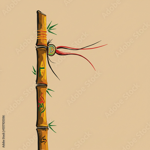 Ornate Bamboo Stick with Co...