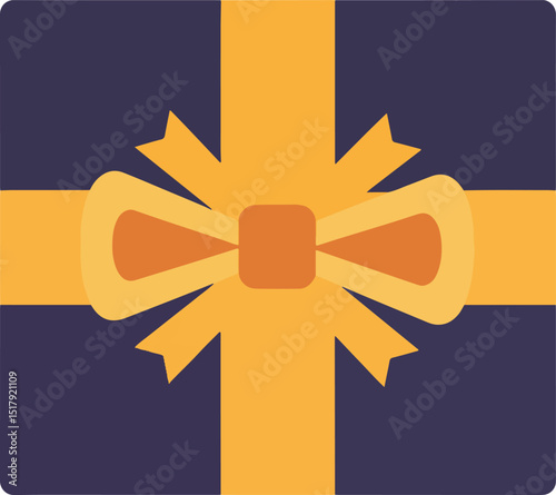 minimal gift box with ribbon top view