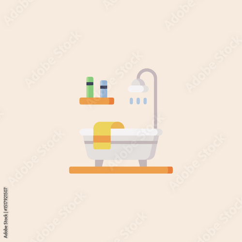 Bathtub icon flat vector design.