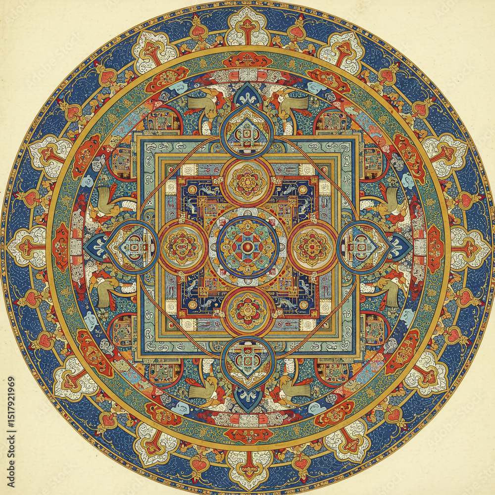 Fototapeta premium Tibetan Mandala Colorful Ornament Art