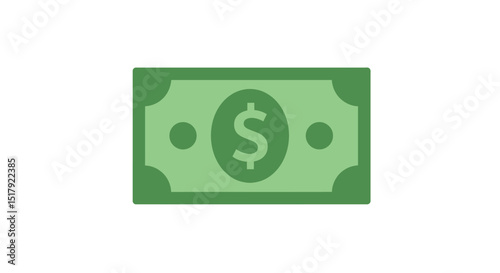 Illustration of a Green Dollar Bill on a White Background in Vector Format