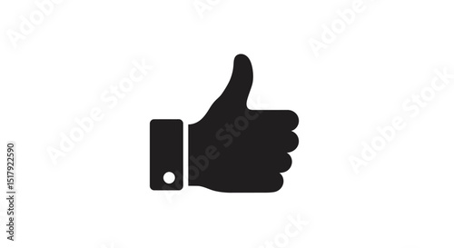 Simple Black Thumbs Up Icon on White Background for Positive Feedback and Approval