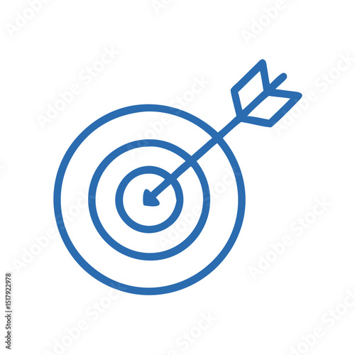 Dart arrow hitting target in simple flat design  