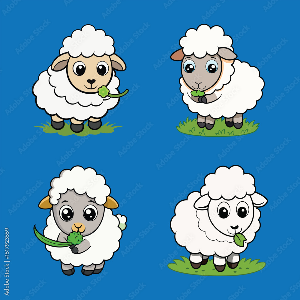 Sheep Eating Grass Cartoon Sheep Eating Grass Cartoon