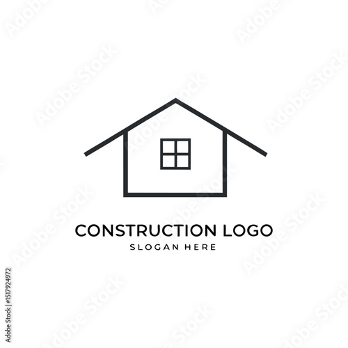 Construction vector logo for real estate company or agent as business purpose