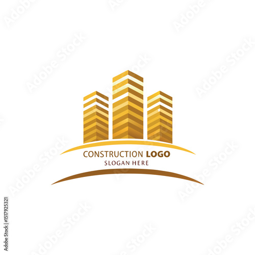 Construction vector logo for real estate company or agent as business purpose
