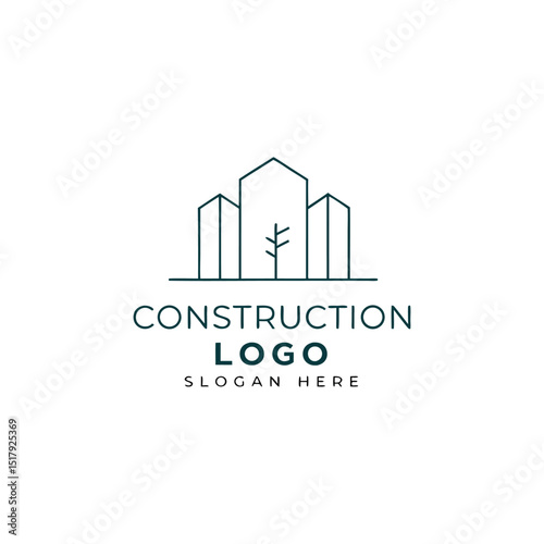Construction vector logo for real estate company or agent as business purpose