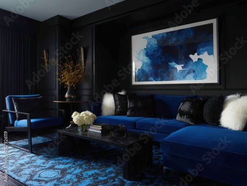 Luxurious deep blue velvet ...