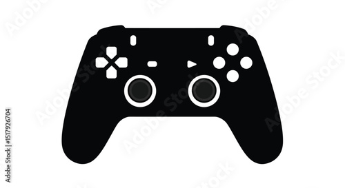 Black Game Controller Silhouette on White Background Modern Video Game Console Accessory