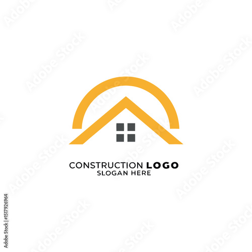 Construction vector logo for real estate company or agent as business purpose