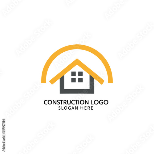 Construction vector logo for real estate company or agent as business purpose