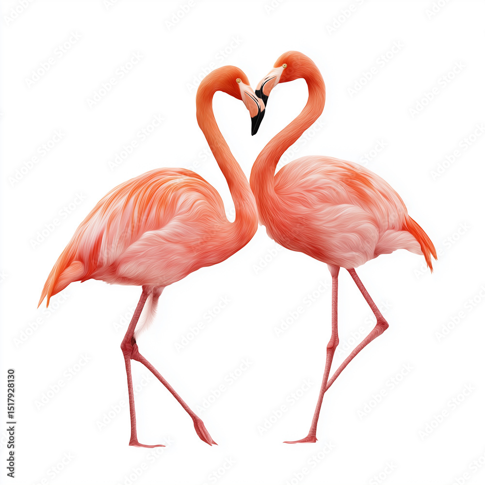 Obraz premium pink flamingo on white background