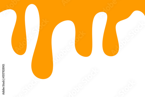 A flat-style vector illustration featuring orange liquid dripping from the top, resembling sauce, honey, cheese liquid, or another gourmet sweet fluid.