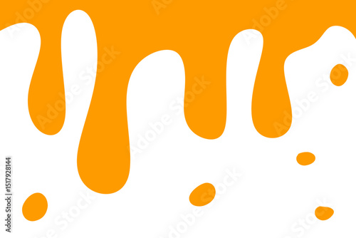 A flat-style vector illustration featuring orange liquid dripping from the top, resembling sauce, honey, cheese liquid, or another gourmet sweet fluid.