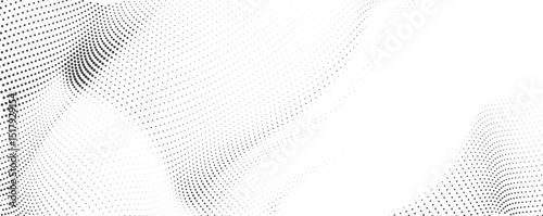 Black and White Halftone Wave Pattern, Wave halftones geometric dots, Illustration halftone effect round shape. Dynamic Vector Halftone Design for Stylish Product Graphics