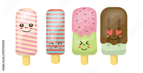 Set tasty ice cream collection