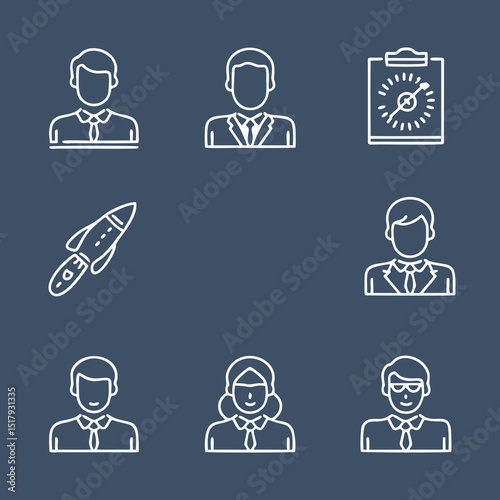 Headhunting icon set with editable stroke