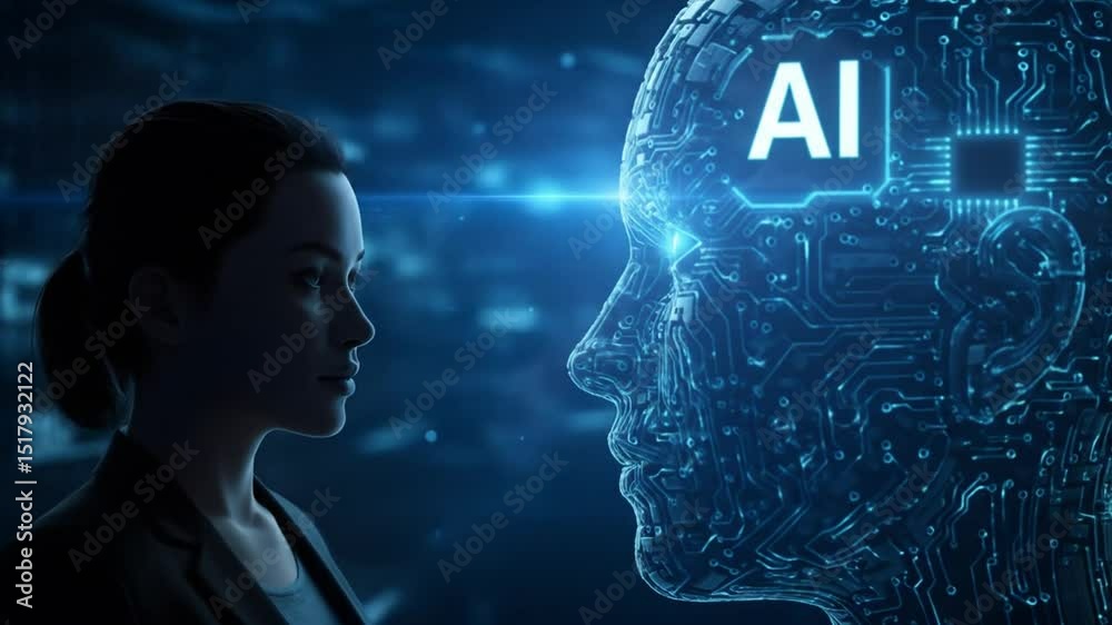 Ai digital head woman profile futuristic