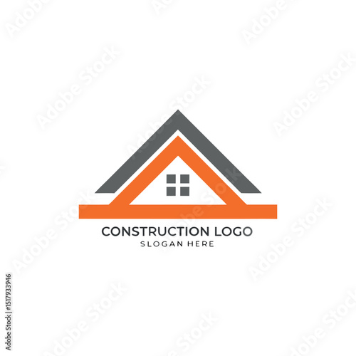 Construction vector logo for real estate company or agent as business purpose