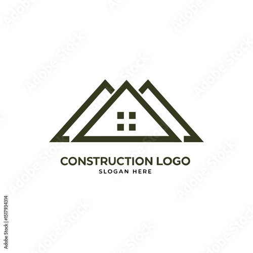 Construction vector logo for real estate company or agent as business purpose