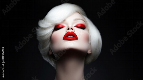 A porcelain-skinned Caucasian woman with striking red lips exudes film noir elegance, echoing the allure of World Goth Day