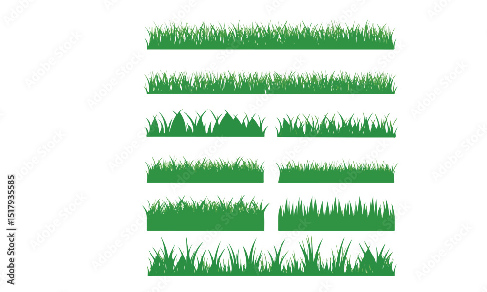 Obraz premium green grass background set, long grass border