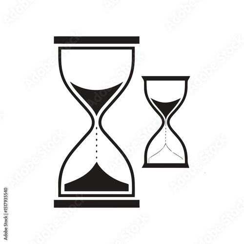 Minimalist Hourglass Icon Black and White Clipart

