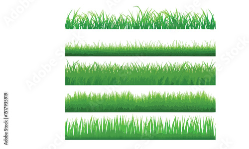 green grass background set, long grass border