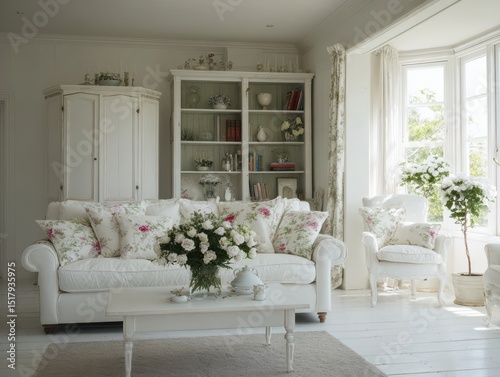 A bright, airy living room ...
