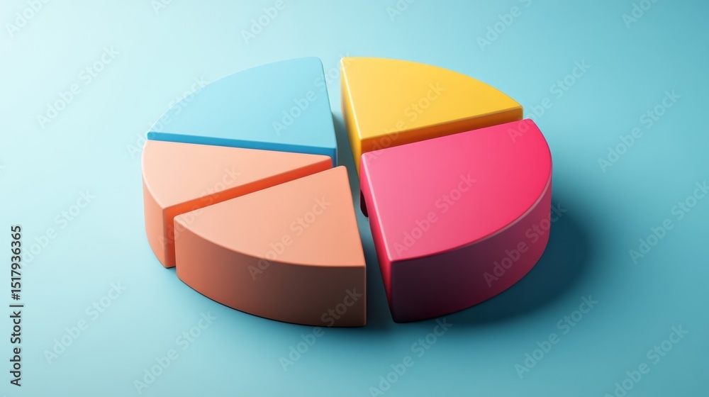 Obraz premium D business infographic pie chart with bold colors and elevated parts