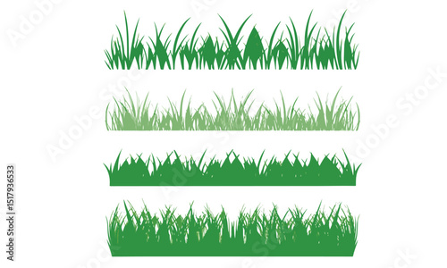 green grass background set, long grass border