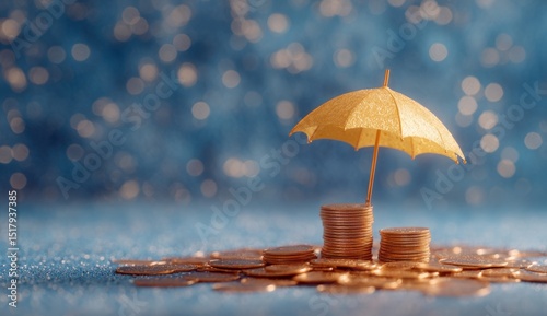 Wallpaper Mural Financial protection umbrella atop stack of coins Torontodigital.ca