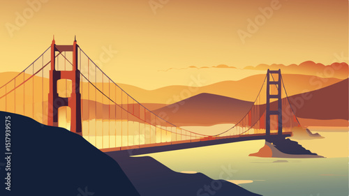 Golden gate bridge san francisco california travel sunset art