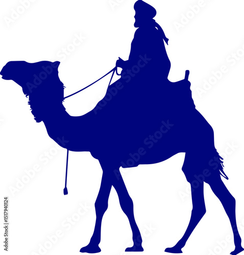 Silhouette of a camel. camel in the desert. camel rider. Desert Caravan Silhouette Journey