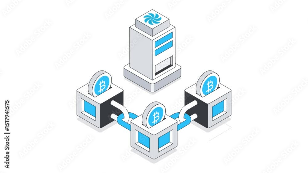 Blockchain Network Isometric Animation. Blockchain Network Isometric Animation.
