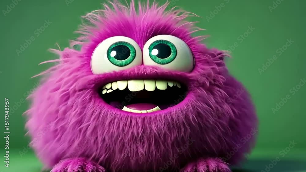 Cute Pink Fluffy Character with Big Eyes