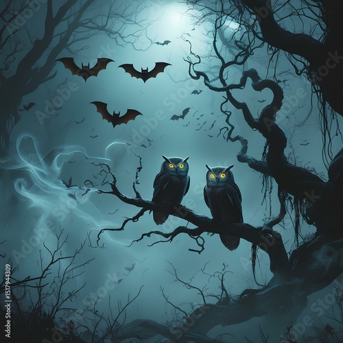 halloween background with bats