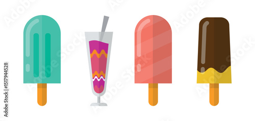 Set tasty ice cream collection
