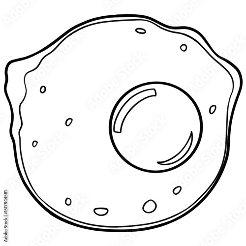 Outline illustration of fried egg for kids page, calssic, simple, retro illustration
