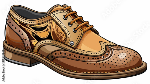 Detailed front view of brown wingtip brogue shoes with decorative perforations, isolated on white, showcasing heritage craftsmanship, rich leather texture, curved wing design, and stylish flair.