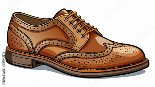 Detailed front view of brown wingtip brogue shoes with decorative perforations, isolated on white, showcasing heritage craftsmanship, rich leather texture, curved wing design, and stylish flair.