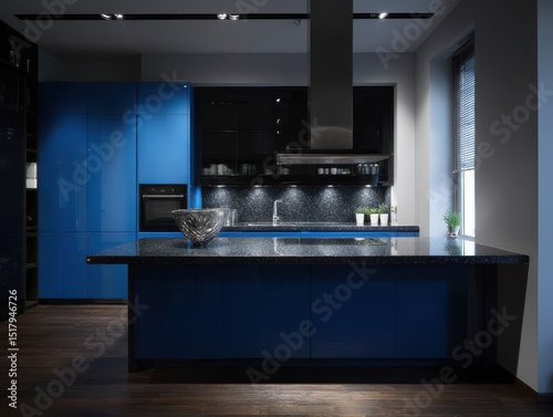 Modern kitchen with vibrant...