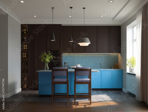Stylish kitchen interior wi...